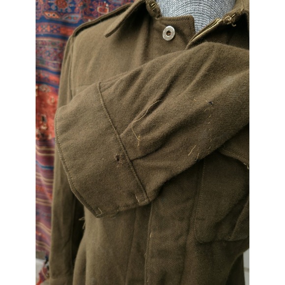 Vintage WW2 Canadian Cadet Wool Battledress Blouse Jacket Green OD 1940s M Army - Picture 15 of 16